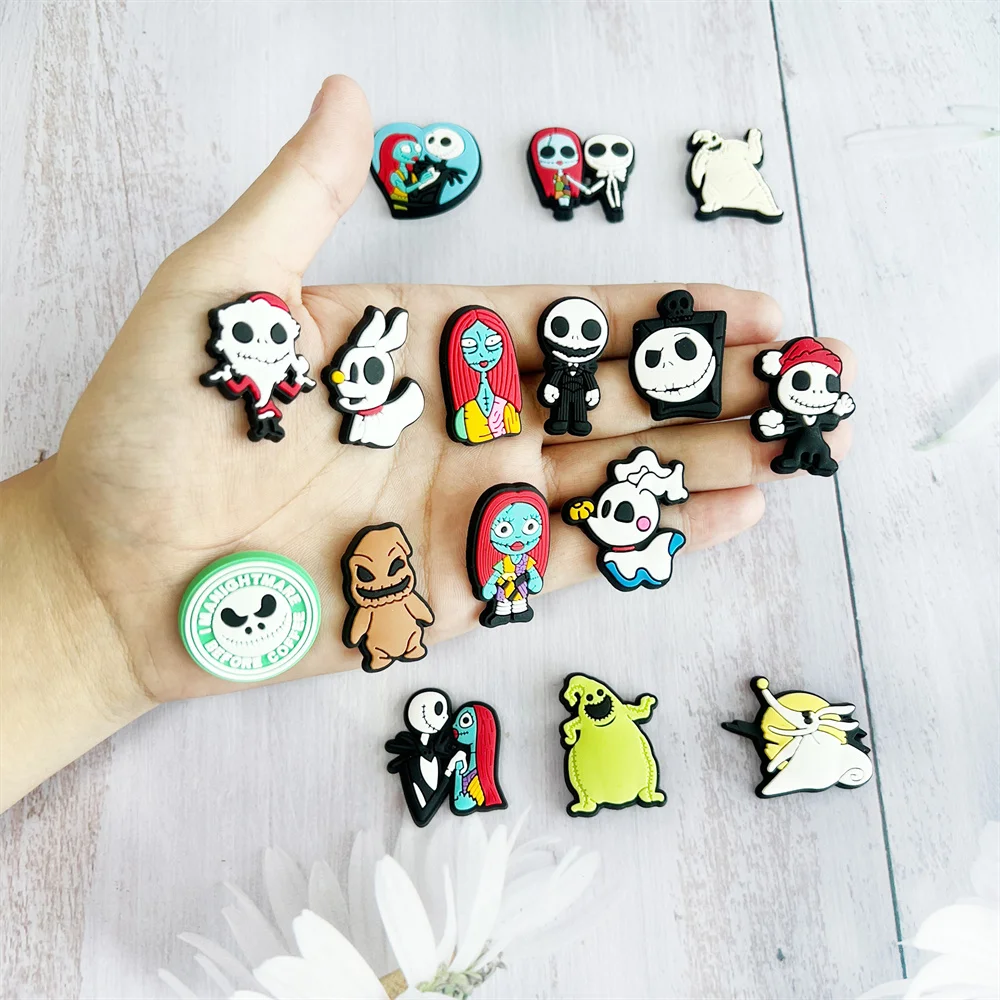 22Pcs Movie Nightmare Before Christmas Shoe Charms For Slides Clog Sandals Shoes Decorations Accessories Buckle For Party Gifts