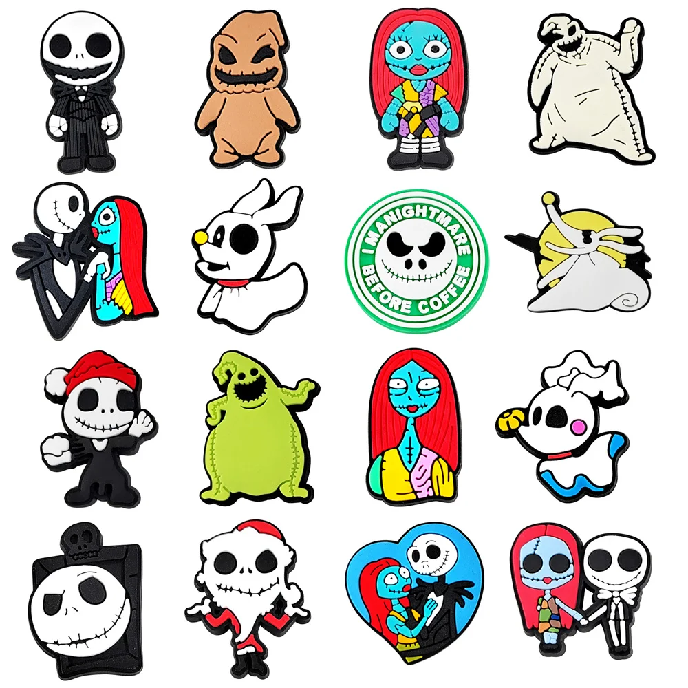 22Pcs Movie Nightmare Before Christmas Shoe Charms For Slides Clog Sandals Shoes Decorations Accessories Buckle For Party Gifts