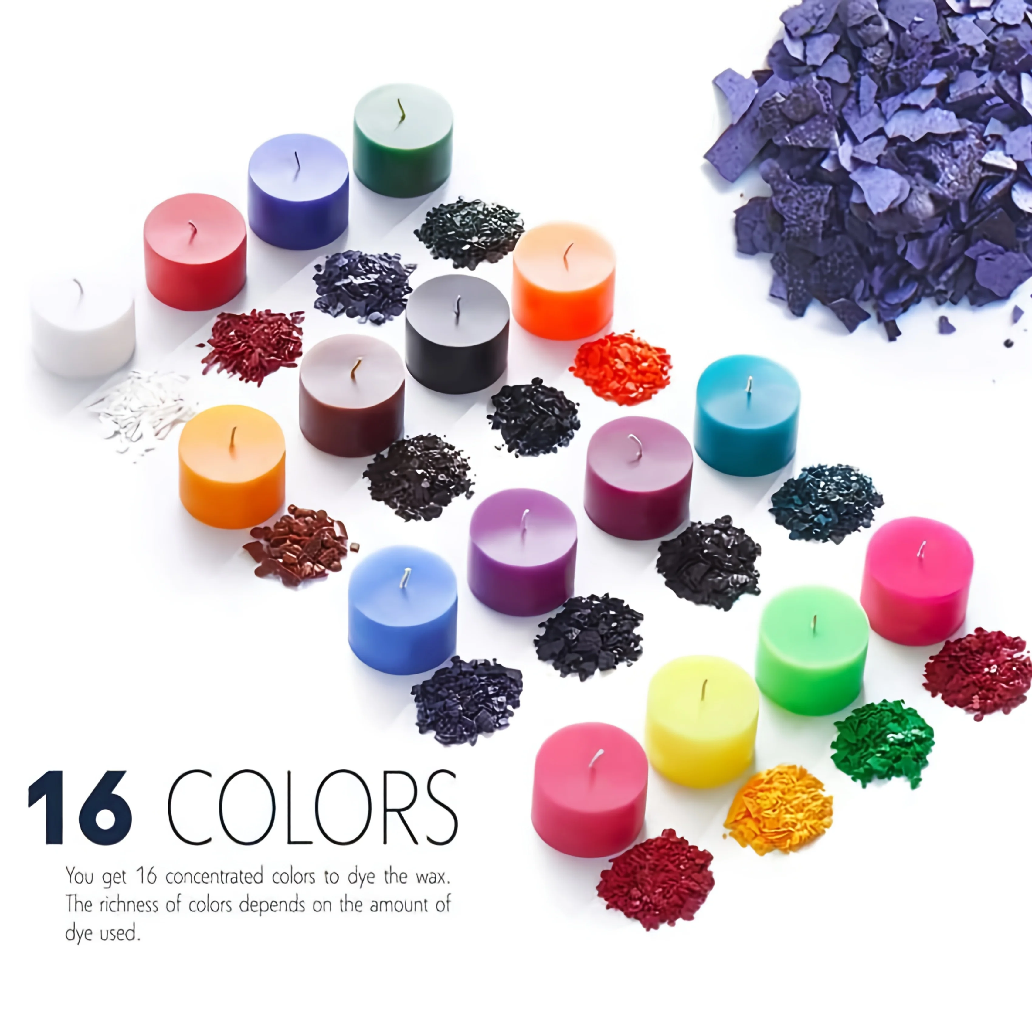 Candle Dyes - 6/12/16 Colors (1 Gram Each) for Candle Coloring and Making, Candle Making Materials, 16 Common Color Dyes, for Making Colorful Candles, DIY Candle Materials, Gifts for Family and Friends, DIY Atmosphere Decoration. Dyeing Materials for DIY Candle Making, Suitable for Christmas Gifts, New Year Gifts, and Atmosphere Setting.