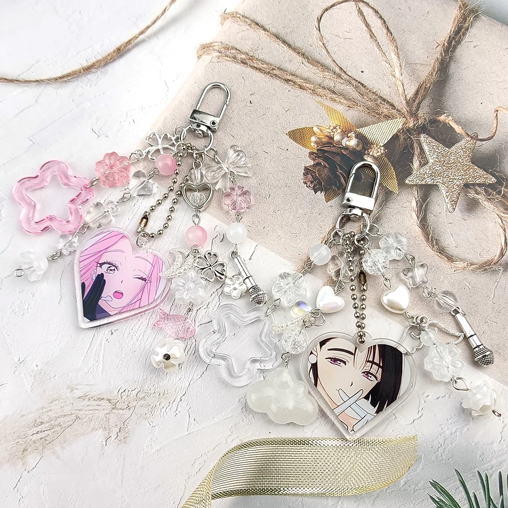 Acrylic Key Chain For Q-Version Heart Ornaments Alien Stage Same Style Mizi And Sua Keychains Accessory Christmas Gifts