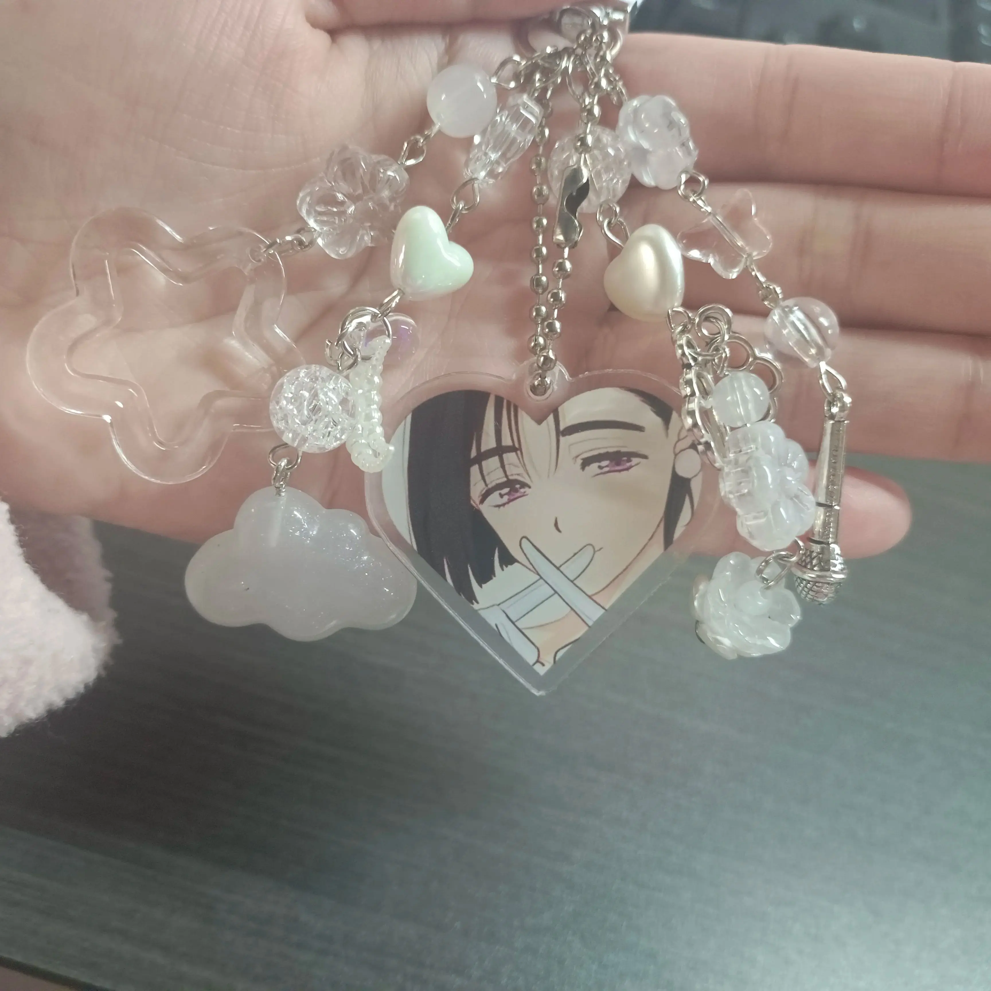 Acrylic Key Chain For Q-Version Heart Ornaments Alien Stage Same Style Mizi And Sua Keychains Accessory Christmas Gifts
