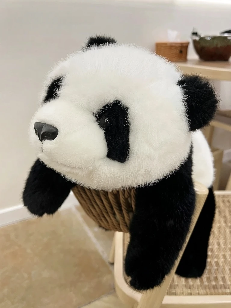 30cm Cute Panda Plush Toy Realistic Weighted Stuffed Animal Panda Soft Doll Hugging Companion Toy Child Birthday Christmas