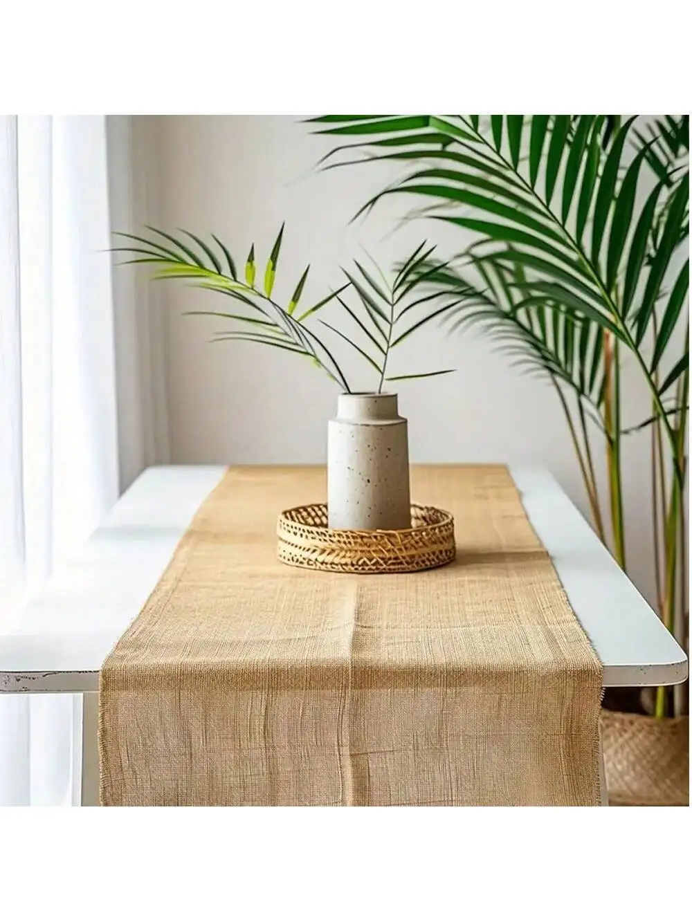 Natural Burlap Jute Sack Linen Cloth Fabric For DIY Hand Work Storage Bags Christmas Home Decoration