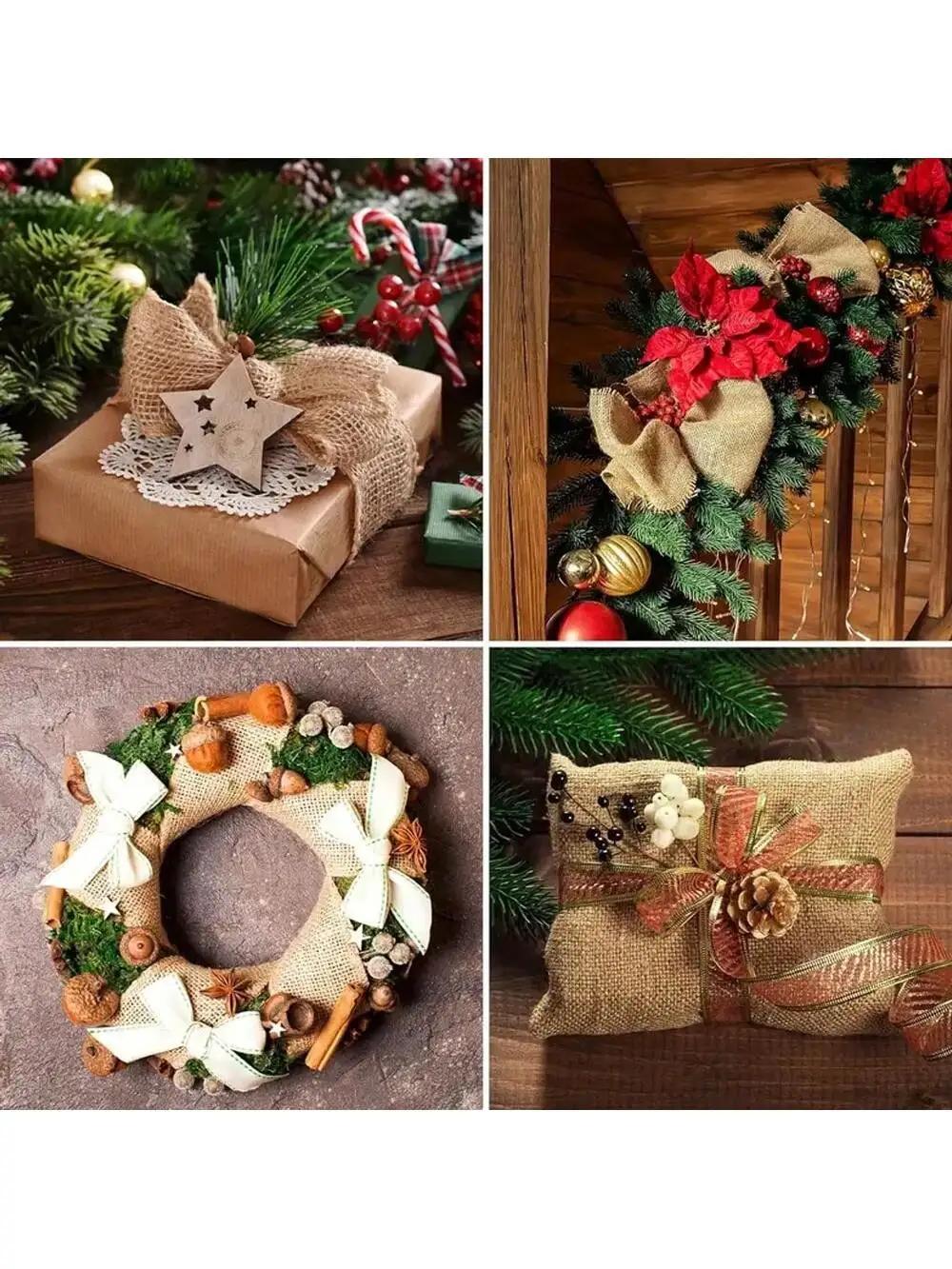 Natural Burlap Jute Sack Linen Cloth Fabric For DIY Hand Work Storage Bags Christmas Home Decoration