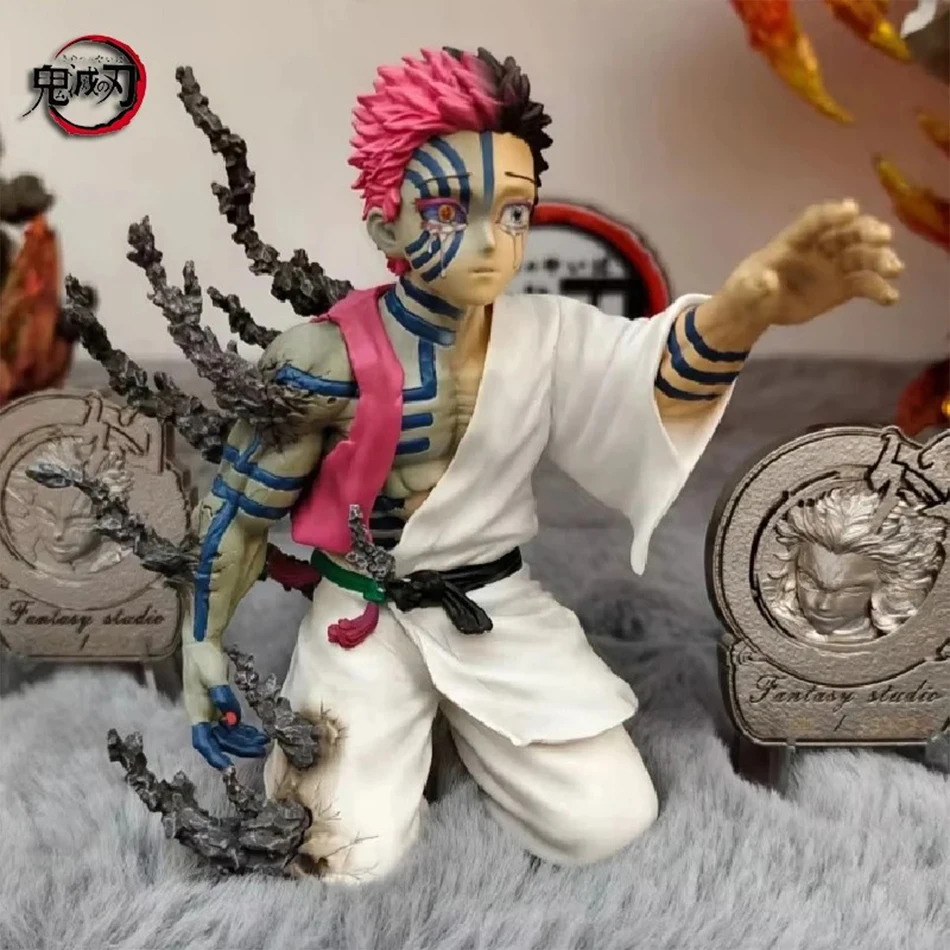 In Stock 14cm Anime Demon Slayer Akaza Hakuji Figure Model Desktop Ornament Toy Collectible pvc Model Birthday Christmas Gift