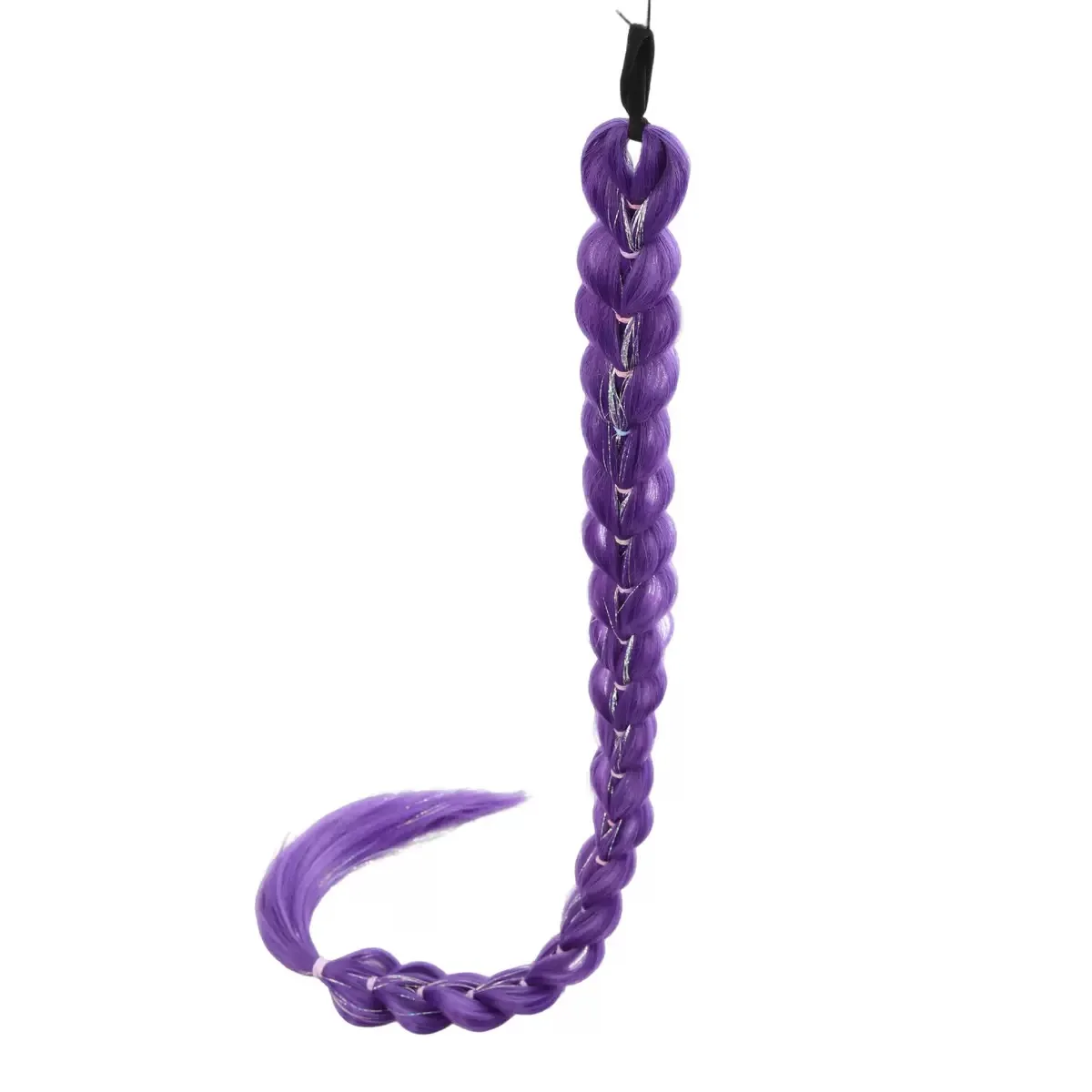 32 Inch Synthetic Purple Braided Wig Shimmering Metallic Kids Christmas Costume Hairpiece -Rumi Collection