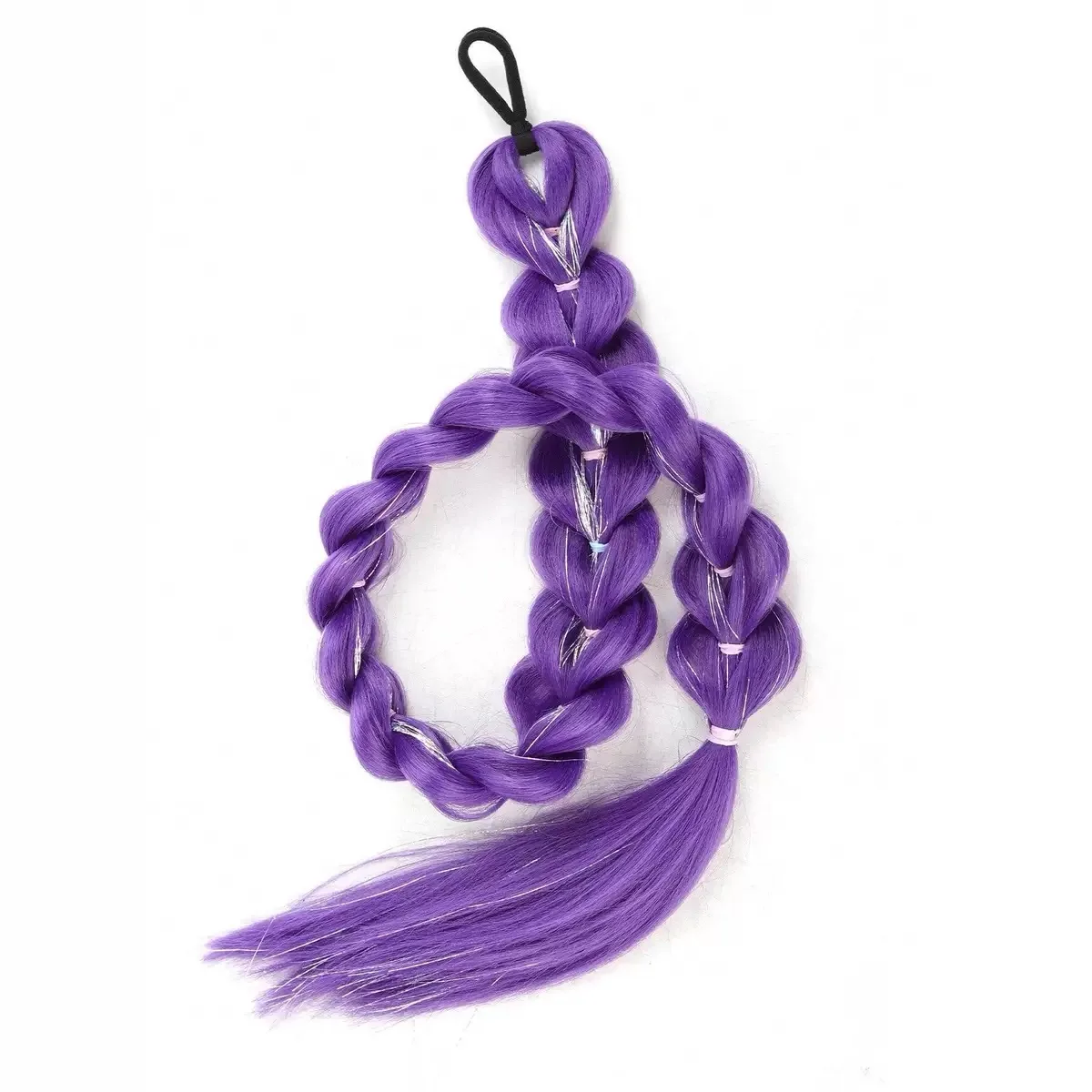 32 Inch Synthetic Purple Braided Wig Shimmering Metallic Kids Christmas Costume Hairpiece -Rumi Collection