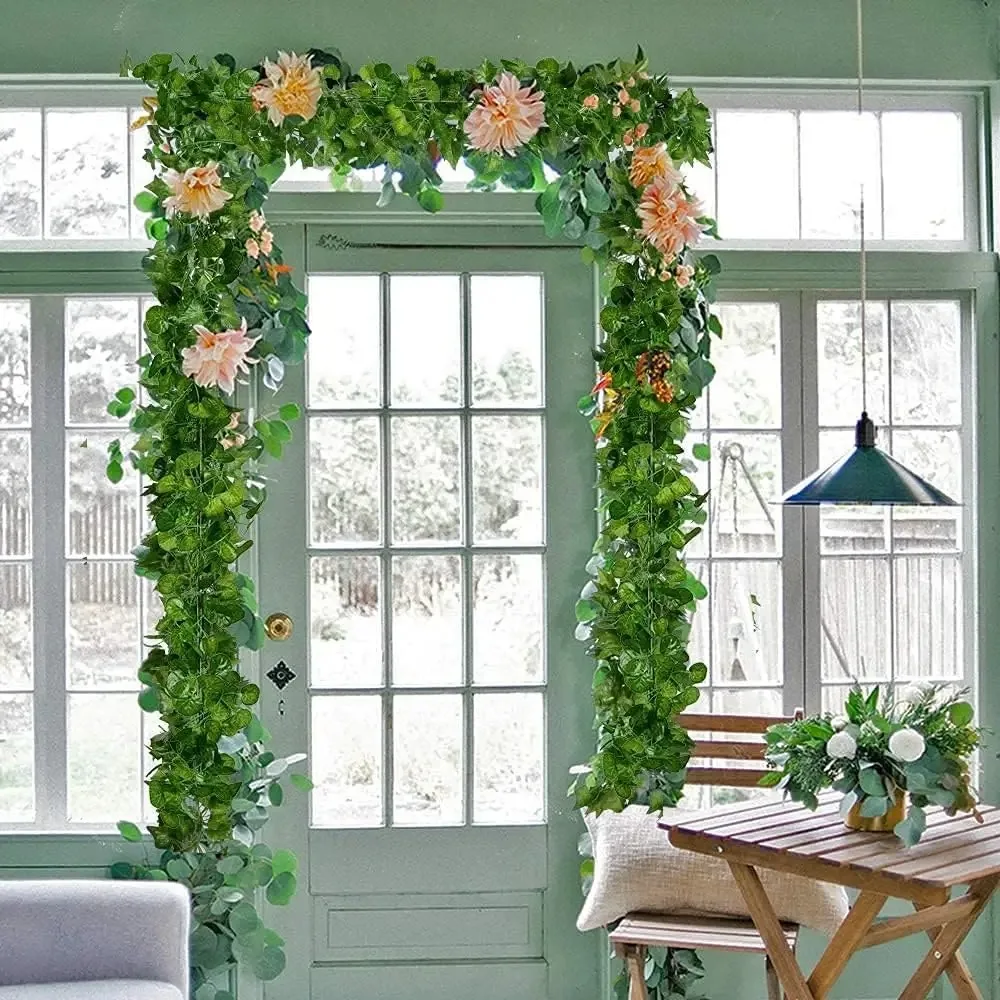 Artificial Ivy Vine Maple Leaves Hanging Garland Fake Plants Green Leaf Rattan for Christmas Wedding Party Home Decor