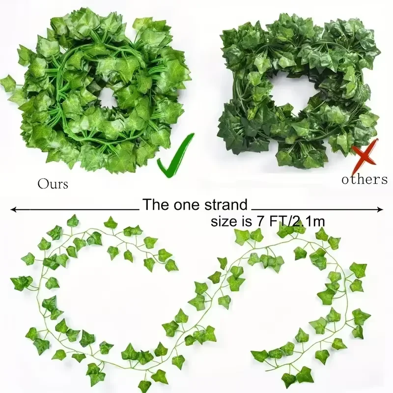 Artificial Ivy Vine Maple Leaves Hanging Garland Fake Plants Green Leaf Rattan for Christmas Wedding Party Home Decor