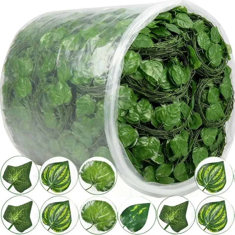 Artificial Ivy Vine Maple Leaves Hanging Garland Fake Plants Green Leaf Rattan for Christmas Wedding Party Home Decor