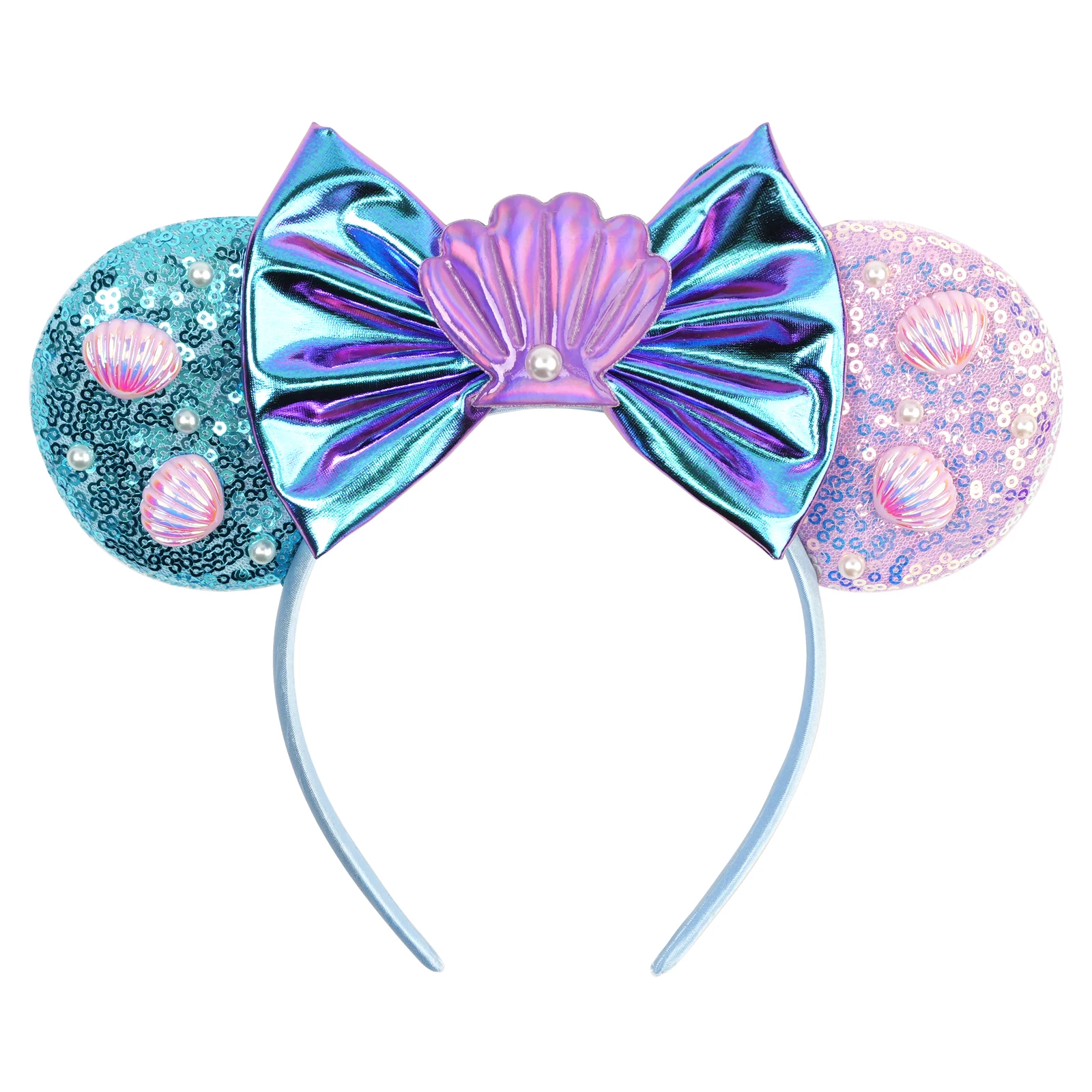Disney Mermaid Mickey Mouse Ears Headband Christmas Party Hairwear Princess Cosplay Adult/Child Hairs Accessories Birthday Gifts