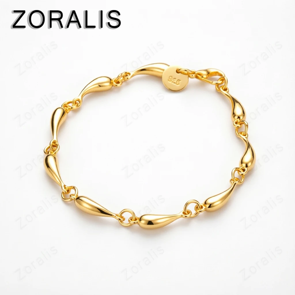 18K Gold Full Water Droplet Bracelets For Woman 925 Sterling Silver Chain Bracelets Fashion Party Wedding Jewelry Christmas Gift