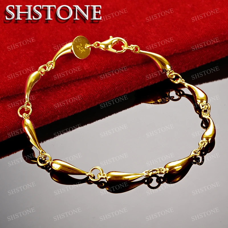18K Gold Full Water Droplet Bracelets For Woman 925 Sterling Silver Chain Bracelets Fashion Party Wedding Jewelry Christmas Gift