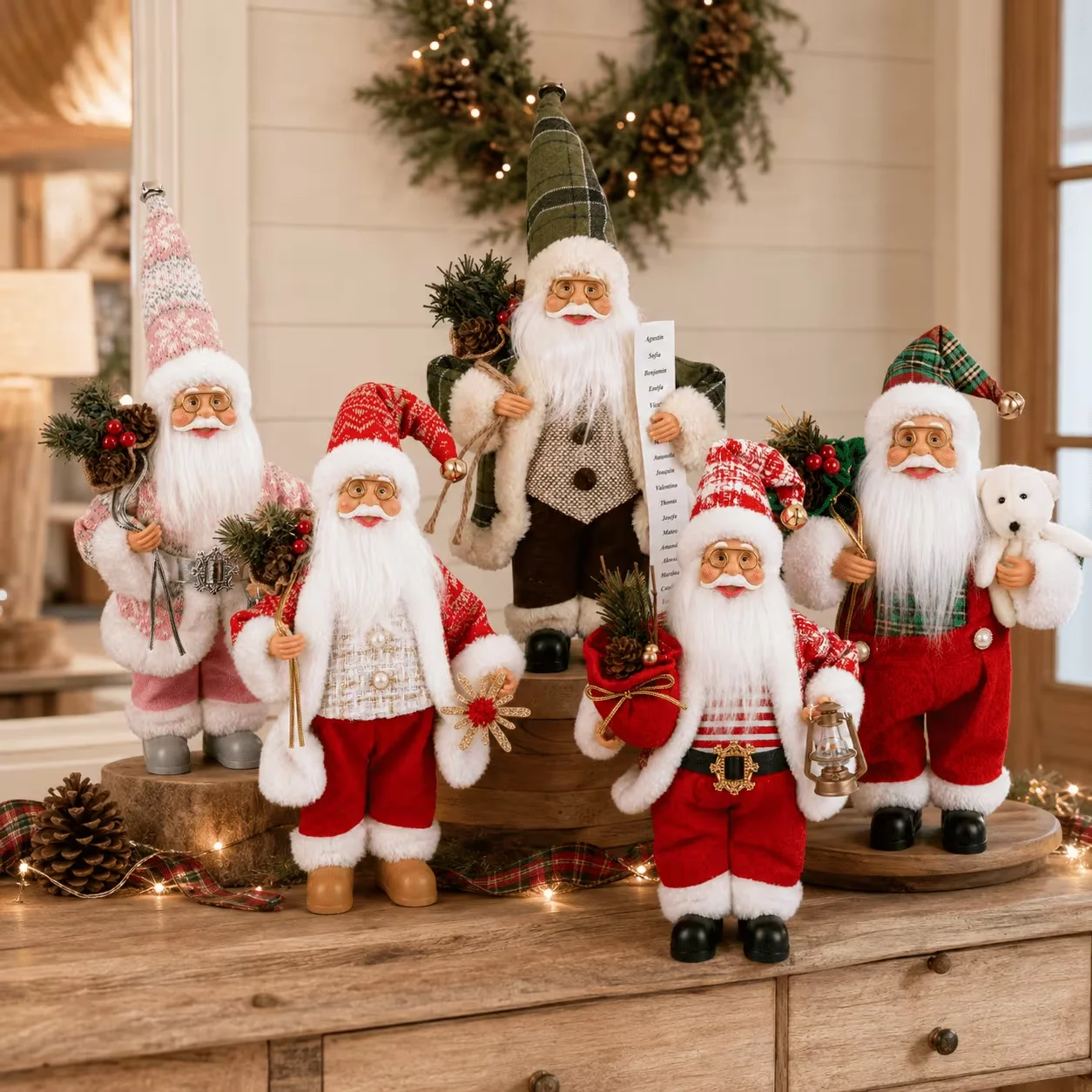 New Santa Claus Standing Figurine Christmas Decoration Window Display Ornament