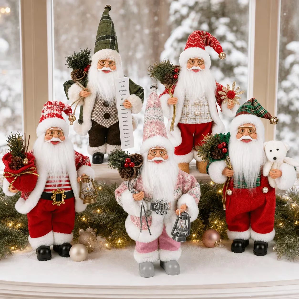 New Santa Claus Standing Figurine Christmas Decoration Window Display Ornament