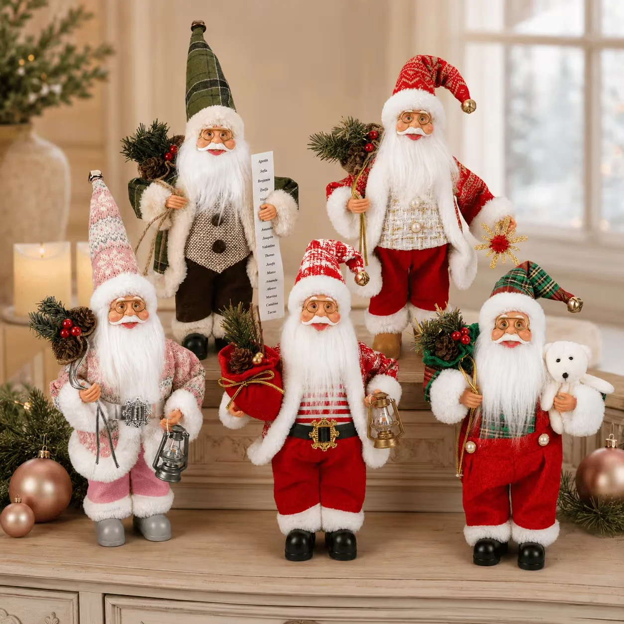 New Santa Claus Standing Figurine Christmas Decoration Window Display Ornament