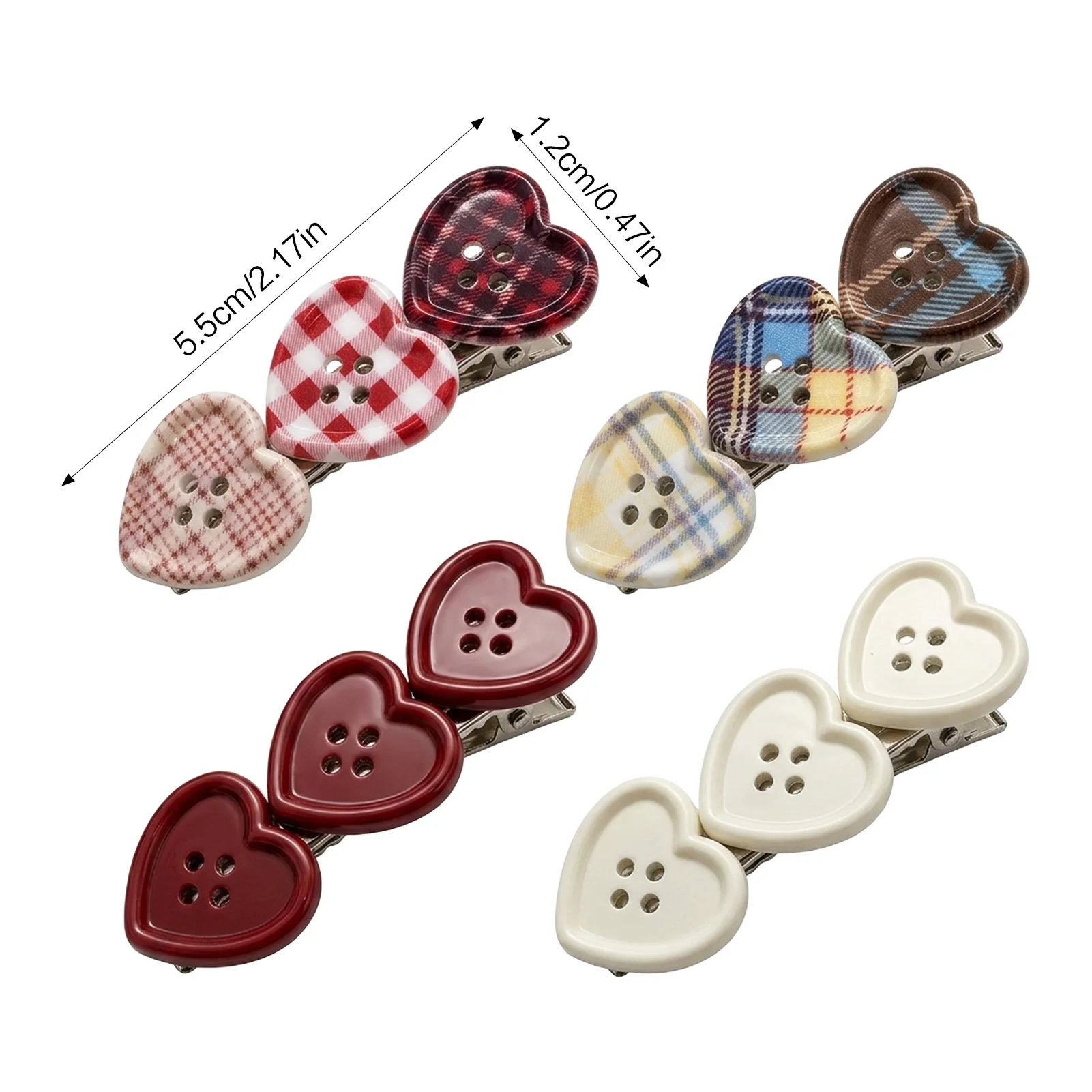 5/10pcs Cartoon Heart Hair Clips Non-Slip Heart Decor Resin Hair Barrettes for Kids Toddlers Girls Christmas Party Gifts