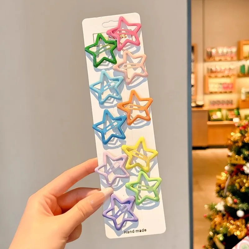 5/10pcs Cartoon Heart Hair Clips Non-Slip Heart Decor Resin Hair Barrettes for Kids Toddlers Girls Christmas Party Gifts