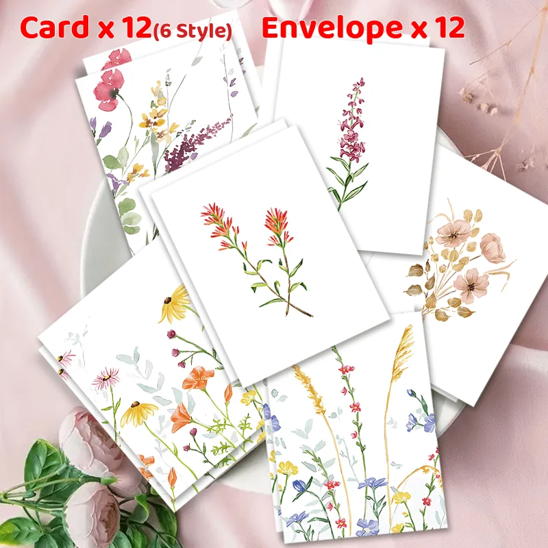 12 Cards with Envelopes, Suitable for Birthdays, Christmas, Friendship Day, Congratulations, Business,And Employee Appreciation