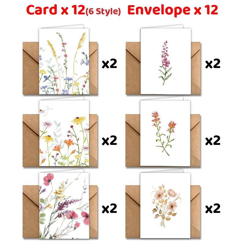 12 Cards with Envelopes, Suitable for Birthdays, Christmas, Friendship Day, Congratulations, Business,And Employee Appreciation