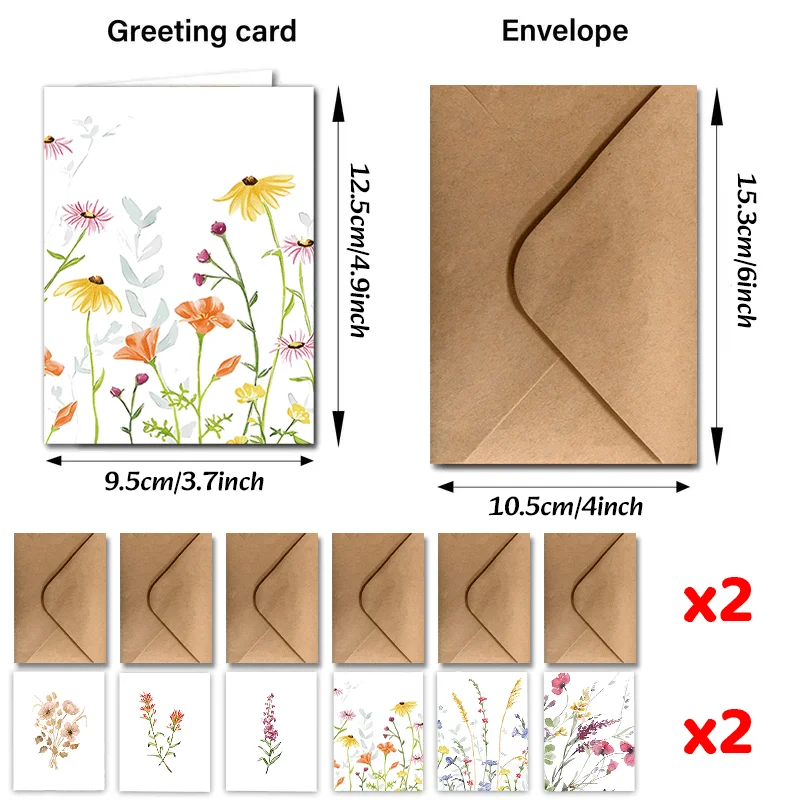 12 Cards with Envelopes, Suitable for Birthdays, Christmas, Friendship Day, Congratulations, Business,And Employee Appreciation