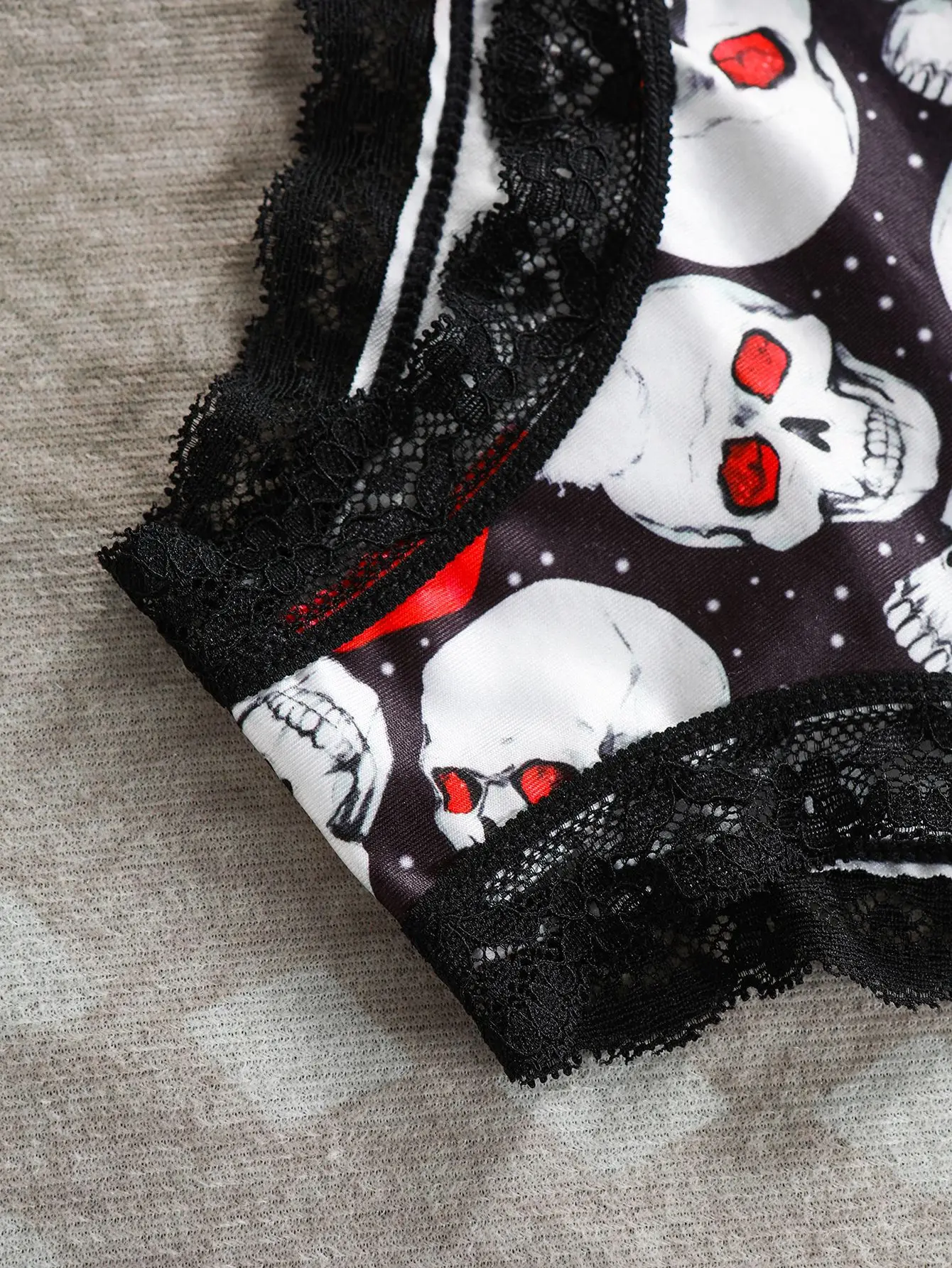 4Pcs Comfortable Breathable Women's Panties Women Sexy Lace Briefs Dark Skull Fashion Print Christmas Female Underpants