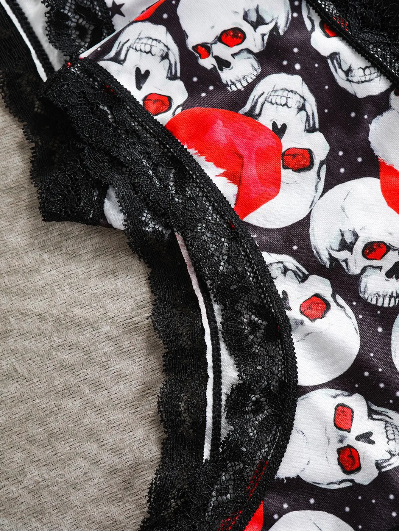 4Pcs Comfortable Breathable Women's Panties Women Sexy Lace Briefs Dark Skull Fashion Print Christmas Female Underpants