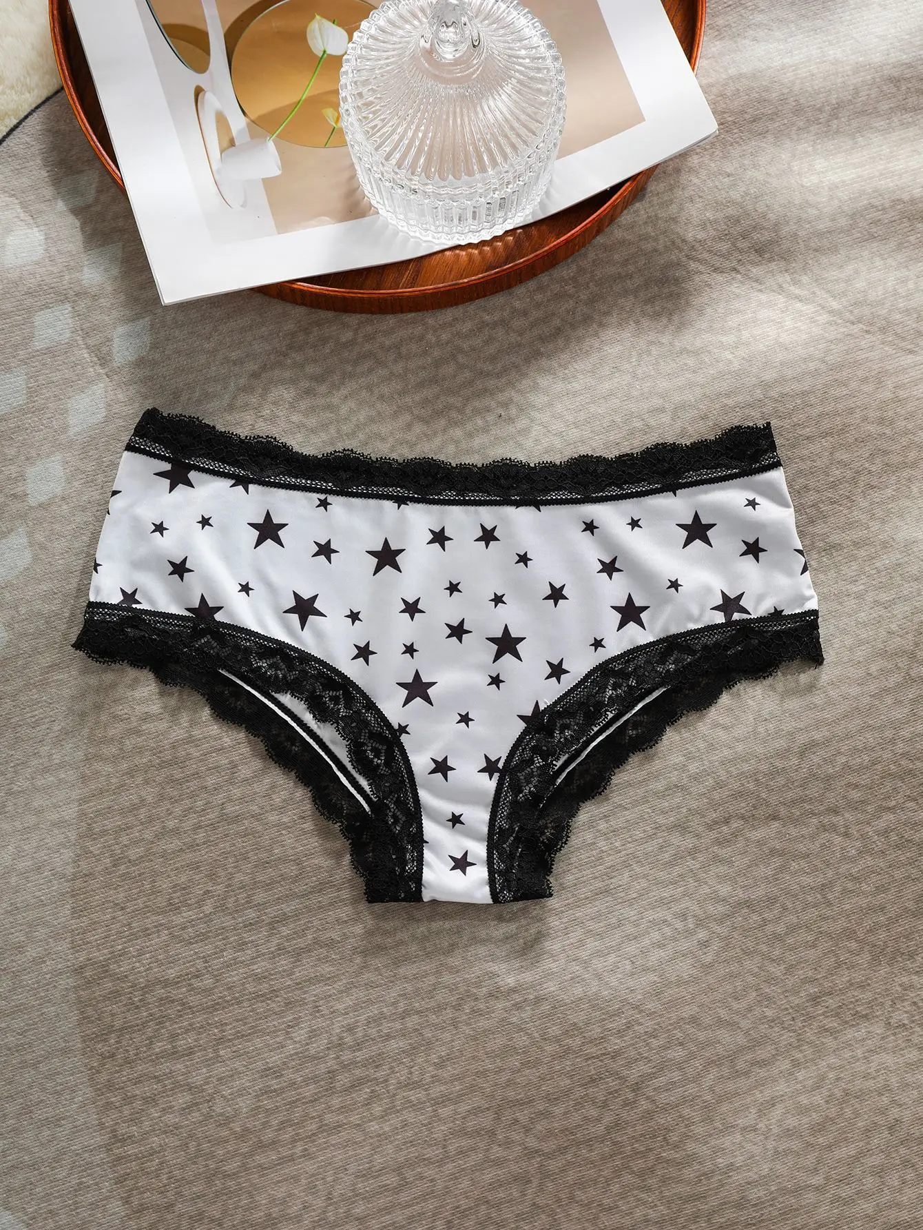 4Pcs Comfortable Breathable Women's Panties Women Sexy Lace Briefs Dark Skull Fashion Print Christmas Female Underpants
