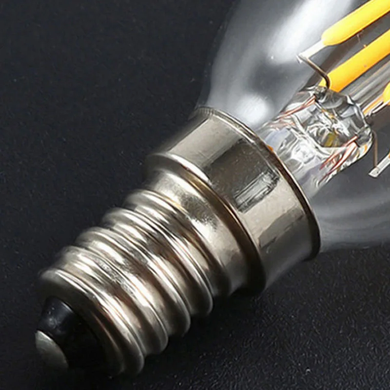 5PCS LED Edison Filament Candle Bulbs Light Golden C35 C35L 2W 4W 6W Warm White Dimmable E14 E12 E27 220V 110V For Crystal Light