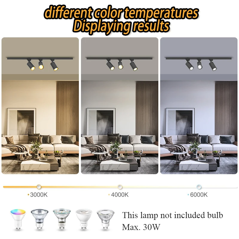 GU10 Track Light Smart Home Replace Dimming Bulb Spotlights Rail Lighting Kitchen Spot Light Ceiling 110V Decor Light Fixture