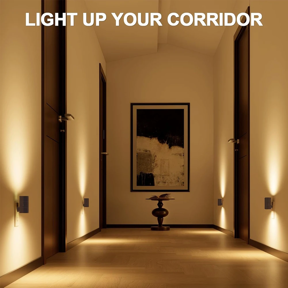 Cylindrical Night Lights Plug Into Wall Dimmable LED Nightlight with Light Sensor Adjustable Brightness for Hallway Bedroom