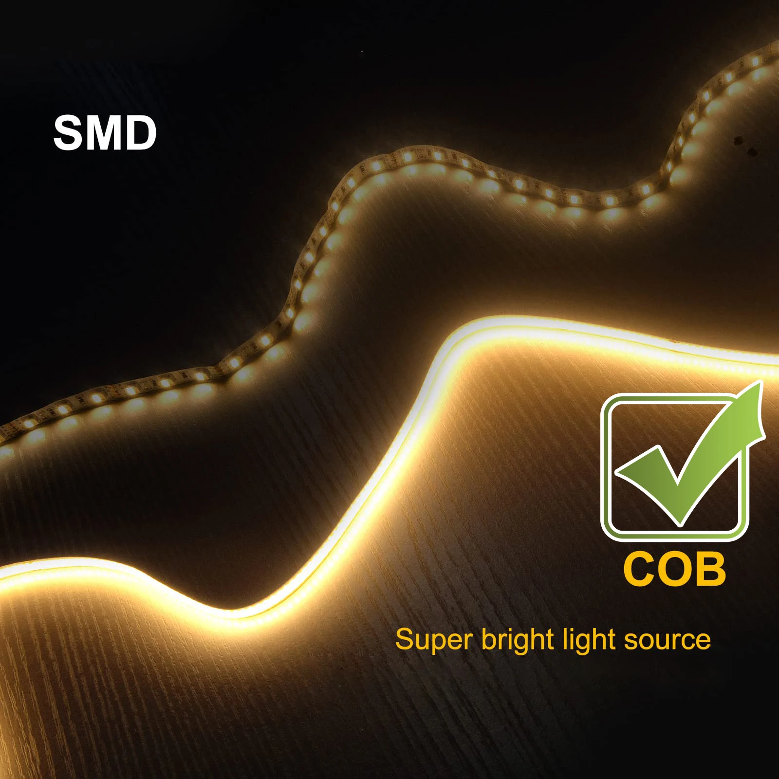 Dimmable Bright Flexible 5V LED Tape Light with Dimmer, 3mm Thin COB LED Strip Light, for Cabinet Home DIY Lighting Projects