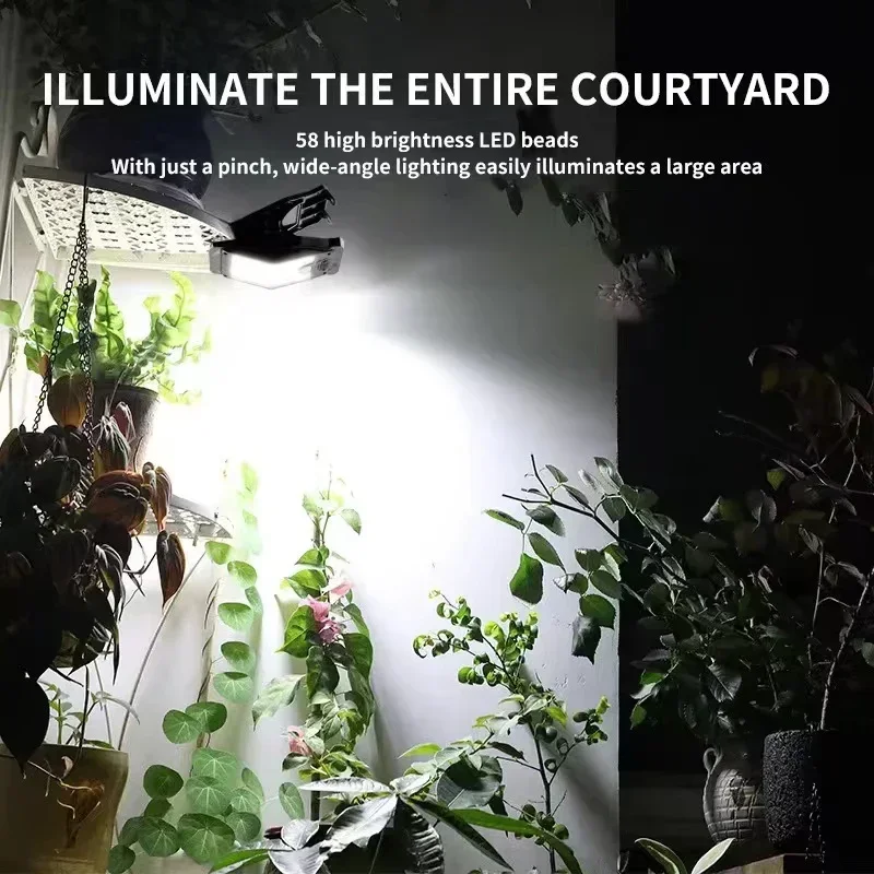 NEW 2/1Pcs Clip On Solar Lights Outdoor Waterproof 58 LED Motion Sensing USB Charging Fence Lamp for Garden Yard Patio
