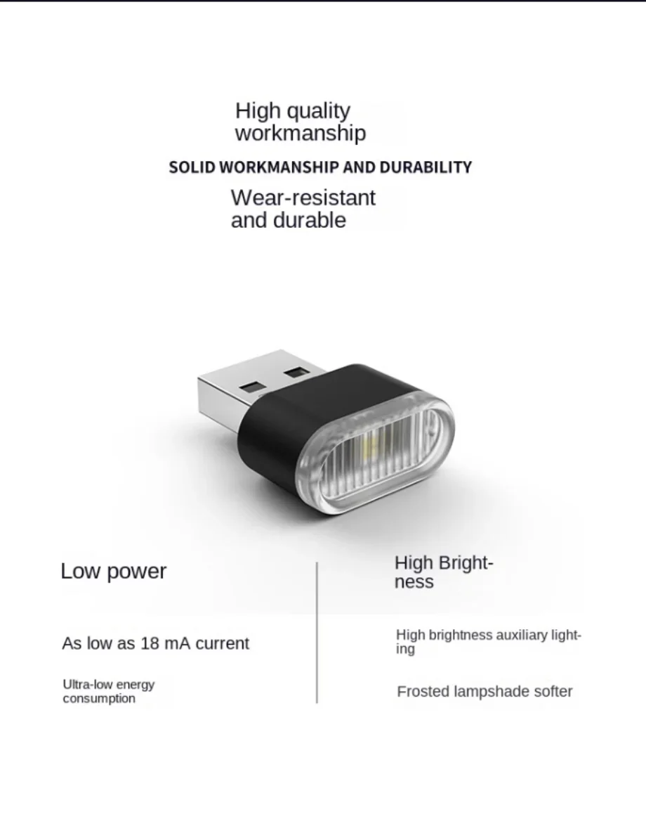 Mini USB LED Atmosphere Lights Car Interior Neon Decorative Lamp Car Emergency Lighting Universal PC Portable Plug and Play