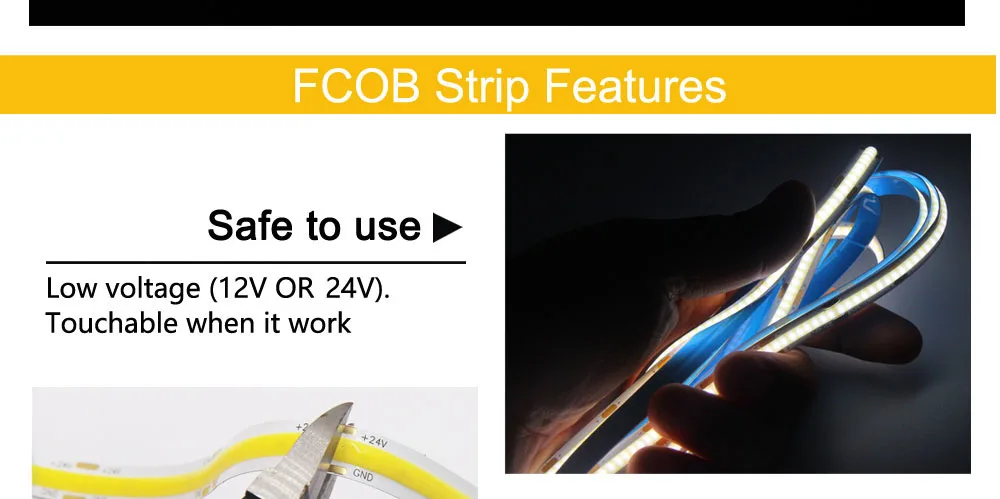 SUMBULBS FCOB LED Strip Light 480 Chips/M LED COB 12V Warm Nature Cool White for Bedroom Stage Home TV DIY Lighting Decoration