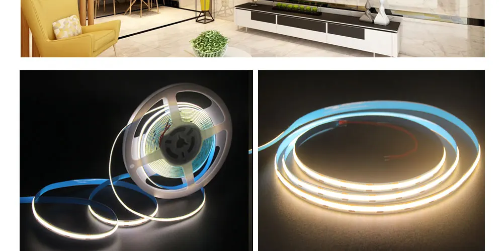 SUMBULBS FCOB LED Strip Light 480 Chips/M LED COB 12V Warm Nature Cool White for Bedroom Stage Home TV DIY Lighting Decoration