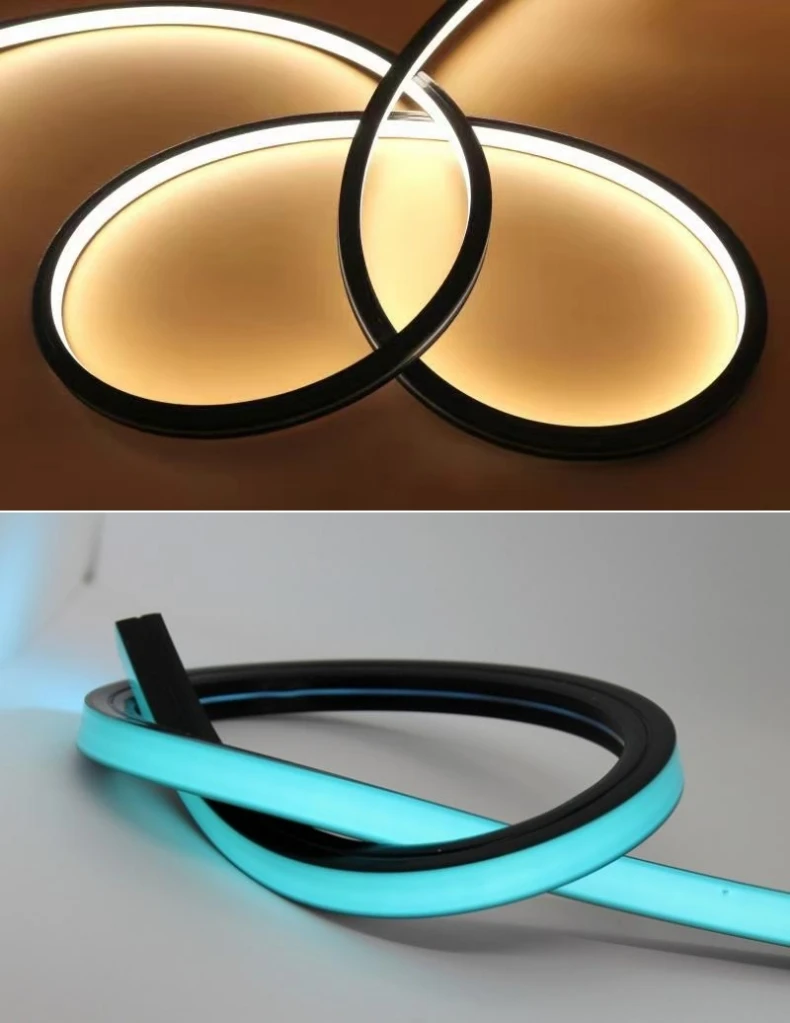 Black Flexible LED Silicone Neon Tube Waterproof Silica Gel Ribbon Rope Strip Light Living Room Decor Linear Lamp 1616 2020 3020