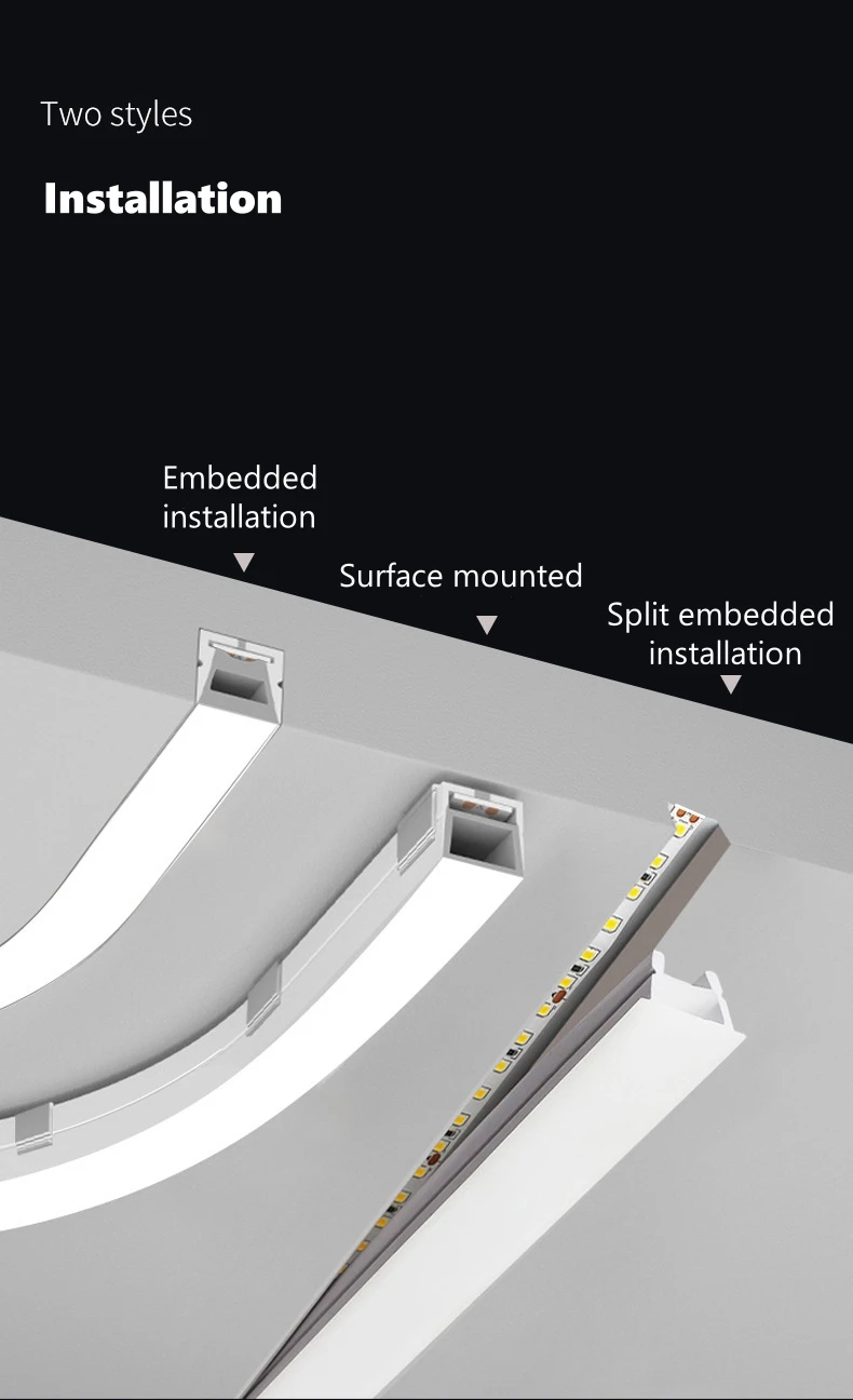 Black Flexible LED Silicone Neon Tube Waterproof Silica Gel Ribbon Rope Strip Light Living Room Decor Linear Lamp 1616 2020 3020