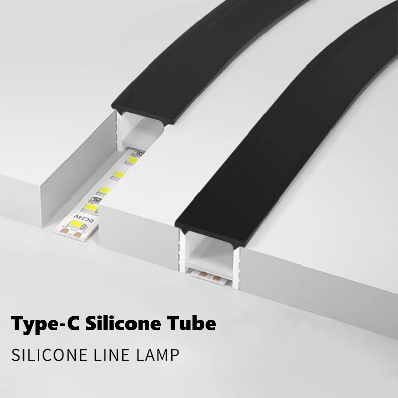Black Flexible LED Silicone Neon Tube Waterproof Silica Gel Ribbon Rope Strip Light Living Room Decor Linear Lamp 1616 2020 3020