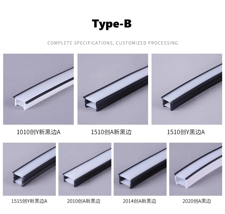 Black Flexible LED Silicone Neon Tube Waterproof Silica Gel Ribbon Rope Strip Light Living Room Decor Linear Lamp 1616 2020 3020