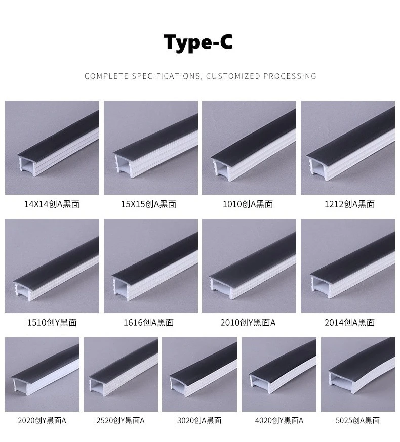 Black Flexible LED Silicone Neon Tube Waterproof Silica Gel Ribbon Rope Strip Light Living Room Decor Linear Lamp 1616 2020 3020