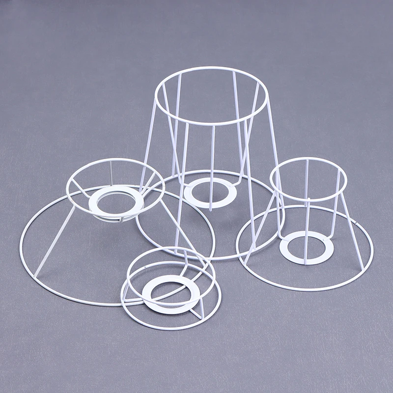 Lamp Lampshade Shade Wire Frame DIY Guard Ring Light Cage Holder Bulbpendant Drum Table Metal Vintage Cover Round Ceiling Iron