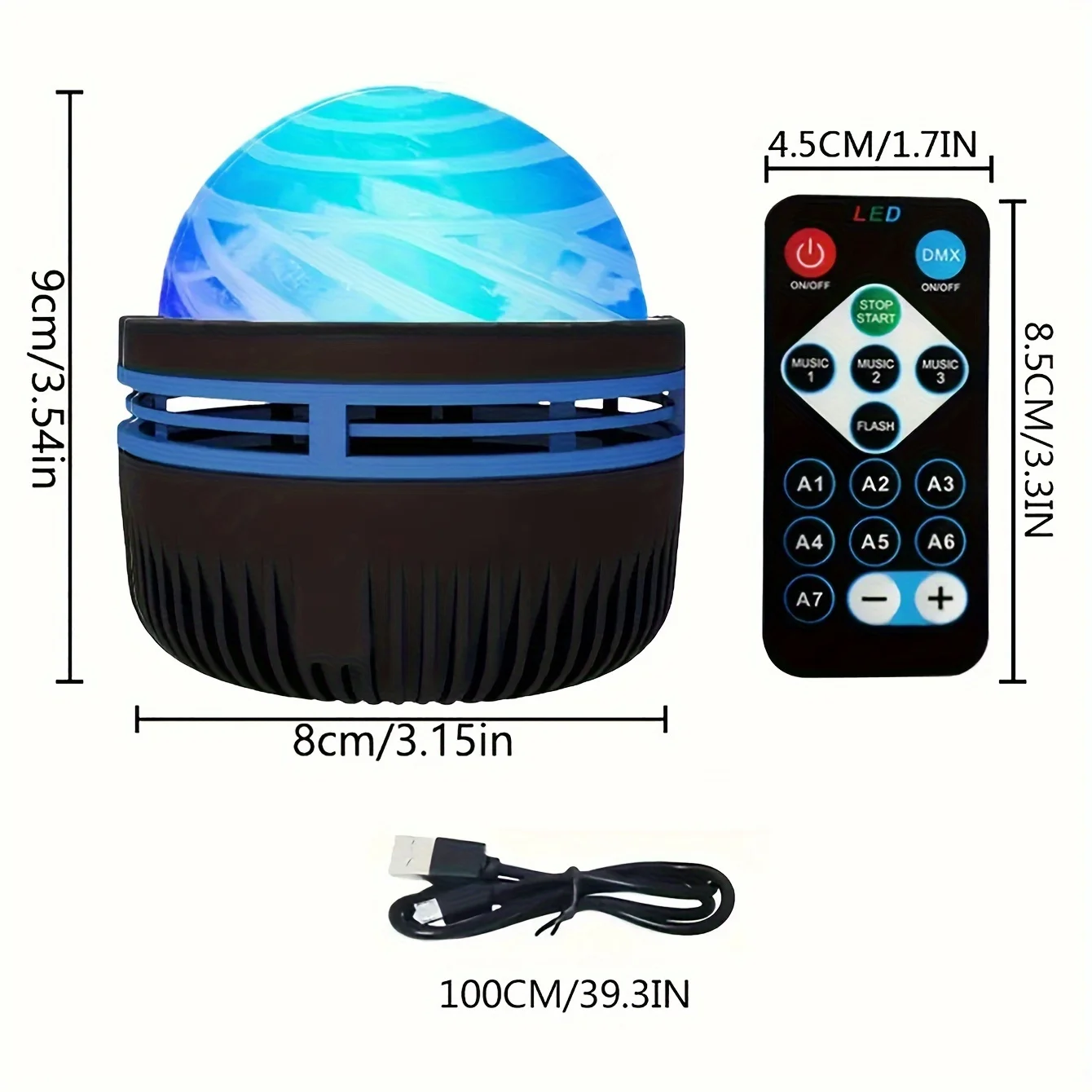 Starry Sky Galaxy Lamp Projector LED Night Light Remote Control Sound Active 5V USB Charging 7 Modes for Kids Room Party Decor