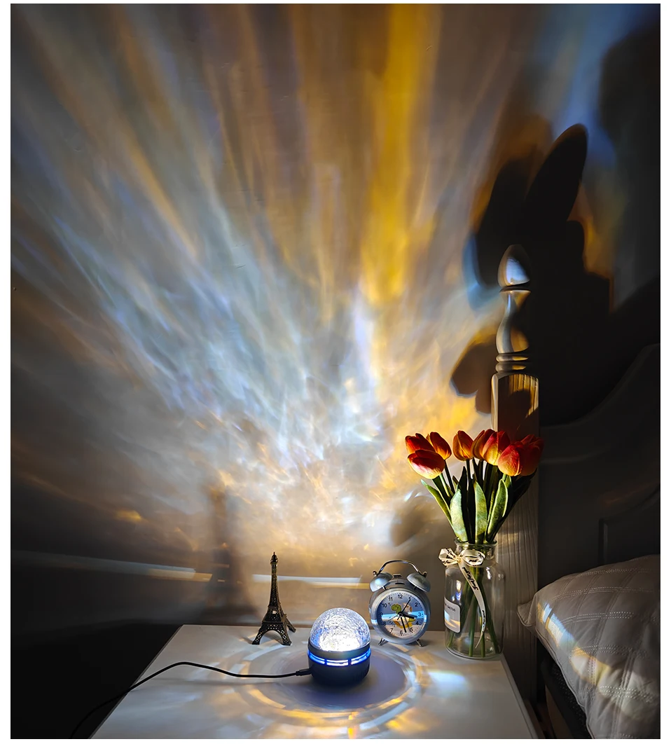Starry Sky Galaxy Lamp Projector LED Night Light Remote Control Sound Active 5V USB Charging 7 Modes for Kids Room Party Decor