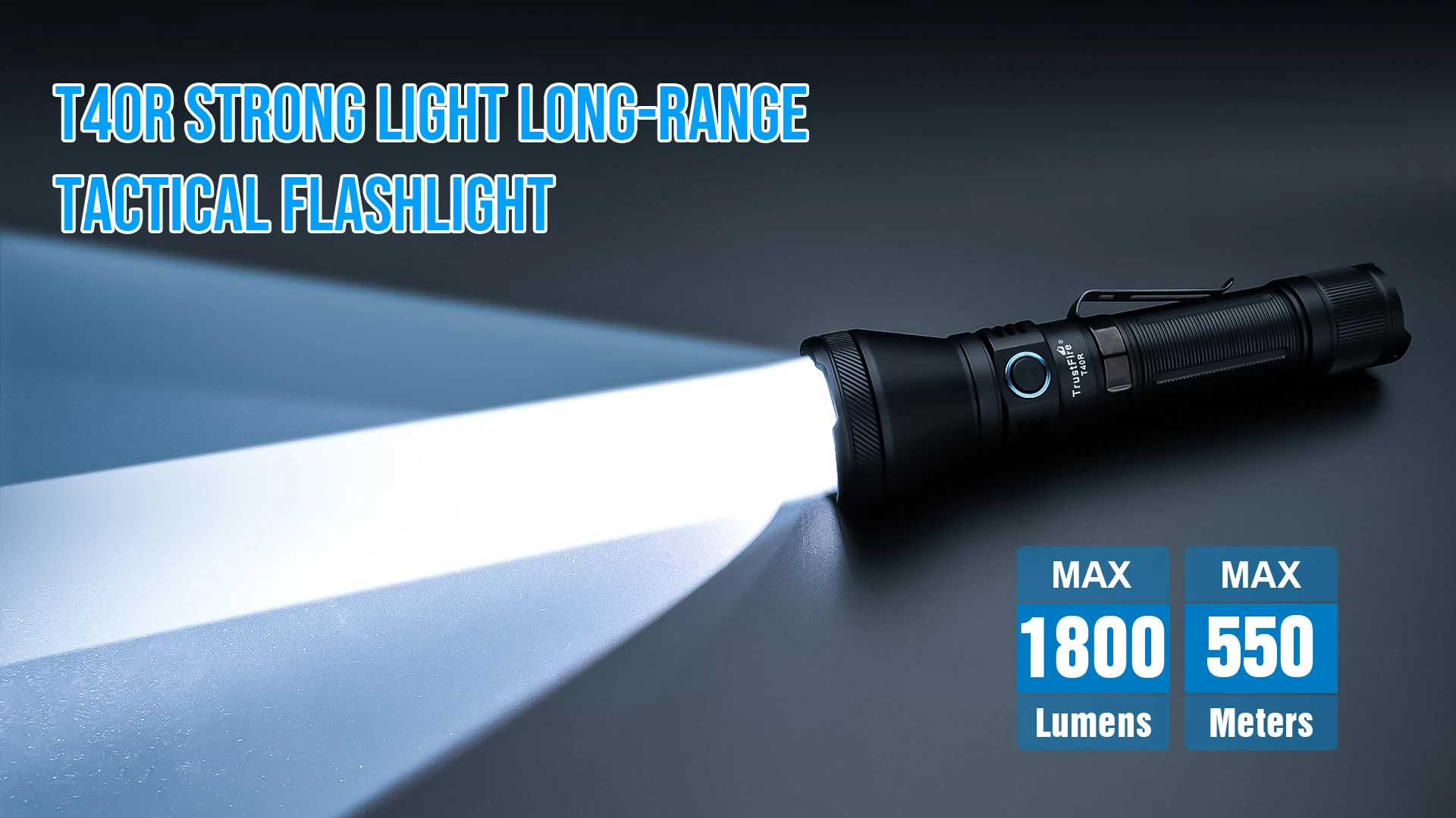 Trustfire T40R Army Tactical Led Flashlights 1800 Lumens 550 Meters Beam Rechargeable Lamp IP68 Military Torch with USB Charging