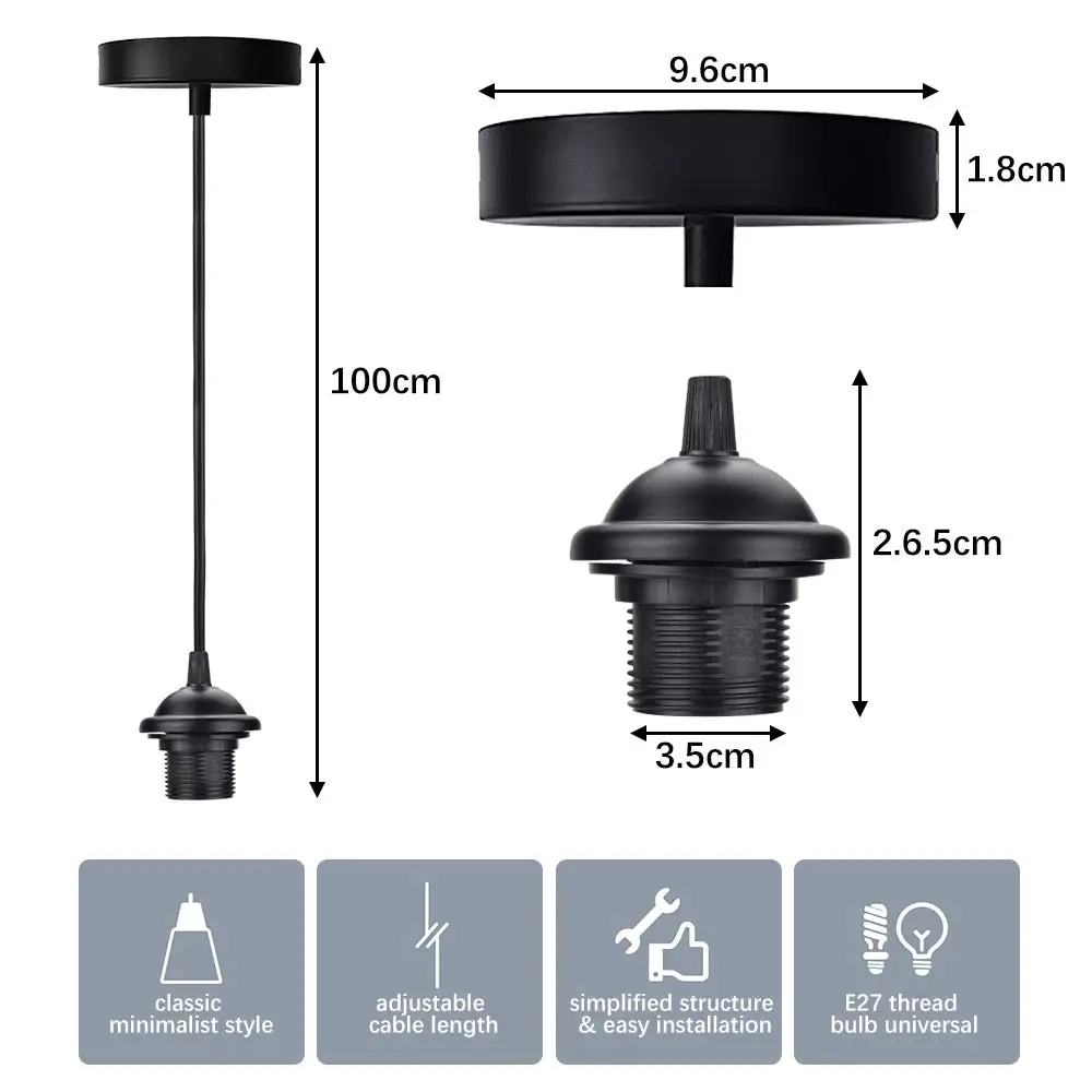 Vintage Edison Lamp Base Full Tooth E26 E27 Screw Ceiling Light Pendant Light Holder Socket Base for Retro Incandescent Filament
