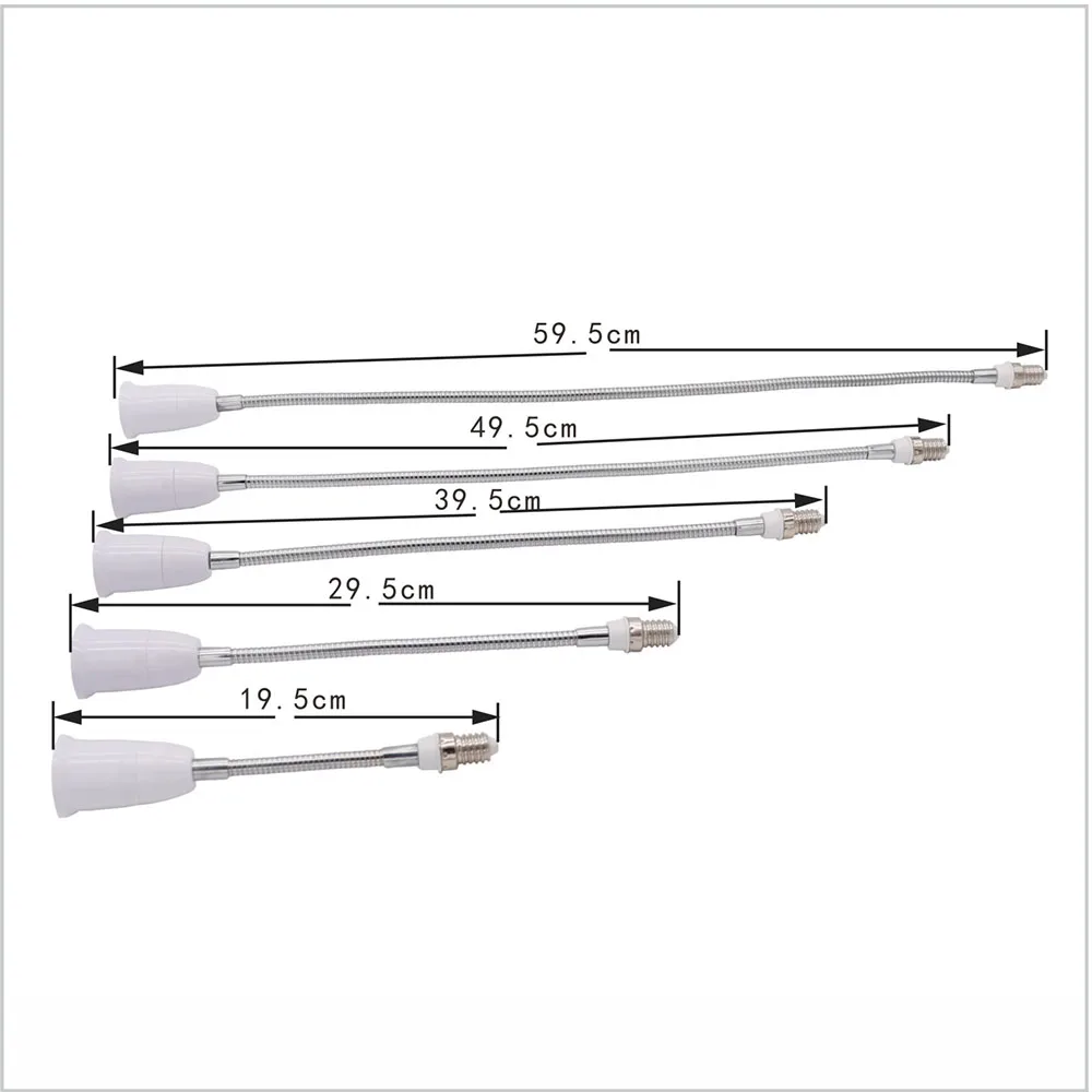 360℃ Elbow E14 to E27 Lengthened Lamp Holder LED Light Bulb Base Lamp Head Socket 195mm 295mm 395m 495mm 595mm