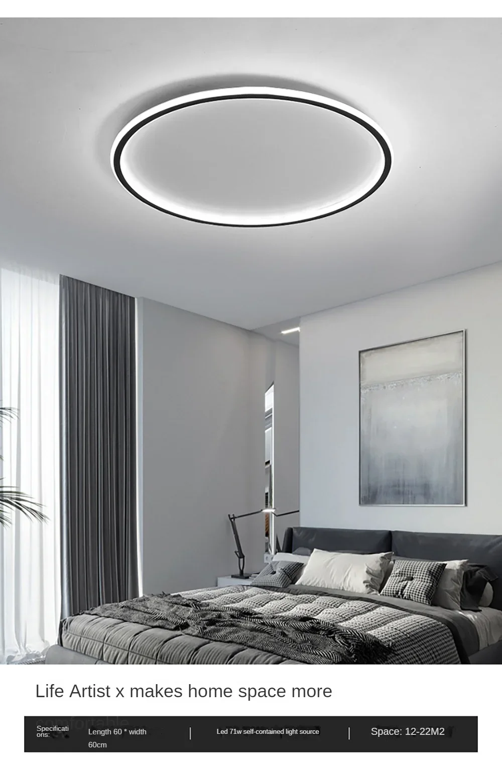 Nordic Minimalist LED Ceiling Light For Bedroom Living Room Aisle Study Room Balcony Circular Remote Control Lighting Chandelier