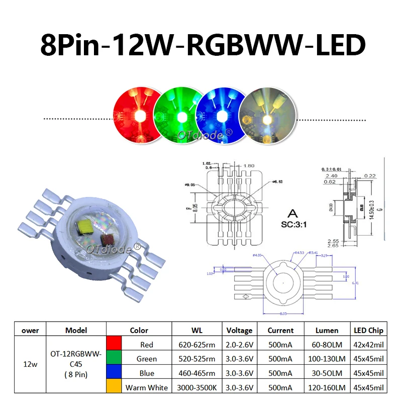 RGB RGBW RGBWW RGBWY RGBWYV LED COB Chip 3W 4W 5W 6W 8W 9W 10W 12W 15W 18W Colorful For 3 6 9 12 15 18 W Watt Stage Light Beads