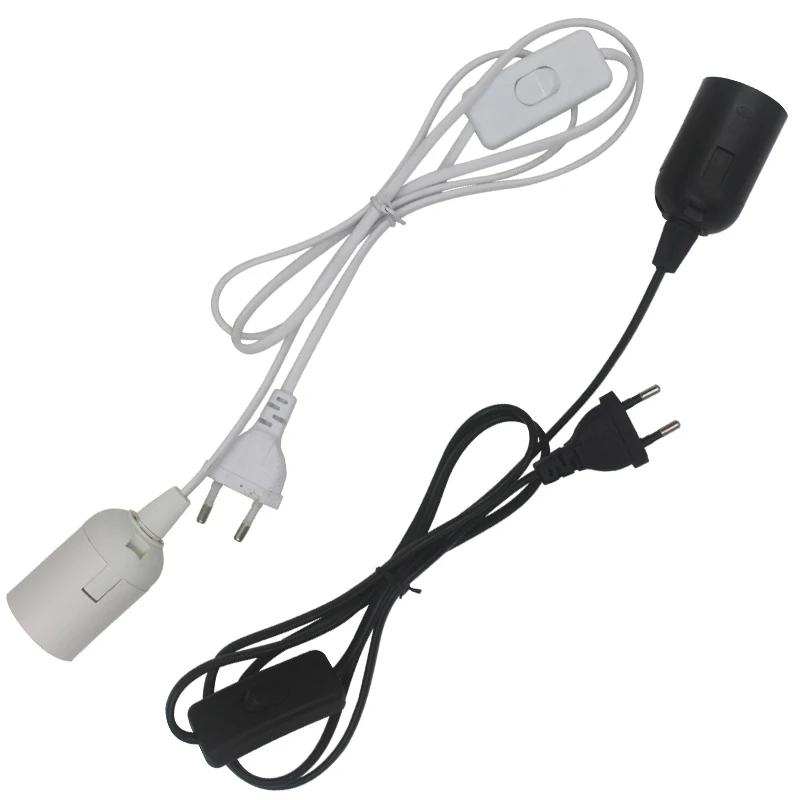 Hcnew E27 Lamp Base 1.8m Power Cord Cable EU Plug with Switch Wire for Pendant LED Bulb Hanglamp Suspension Socket Holder